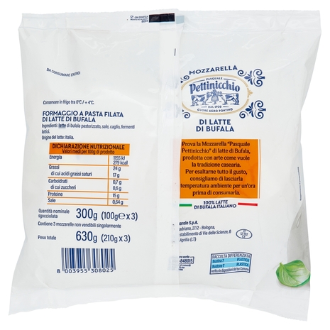 Pettinicchio Mozzarella di Latte di Bufala 3 x 100 g